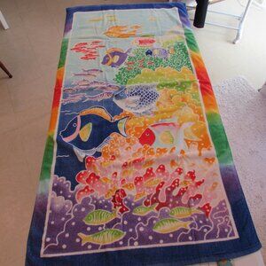 Summer Up! Rainbow Tropical Fish Cotton Beach Towel 56"x29"